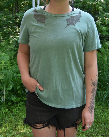 [OOAK] Turquoise Dragon Wing Tee - L