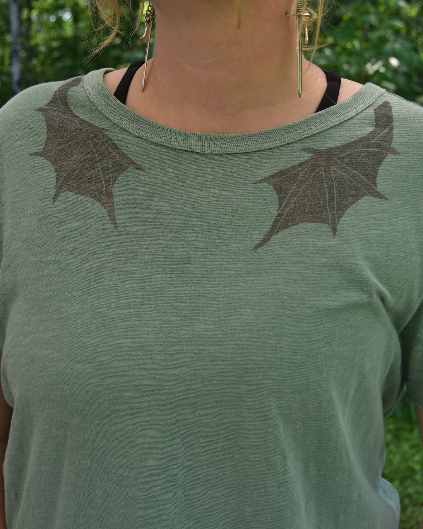 [OOAK] Turquoise Dragon Wing Tee - L