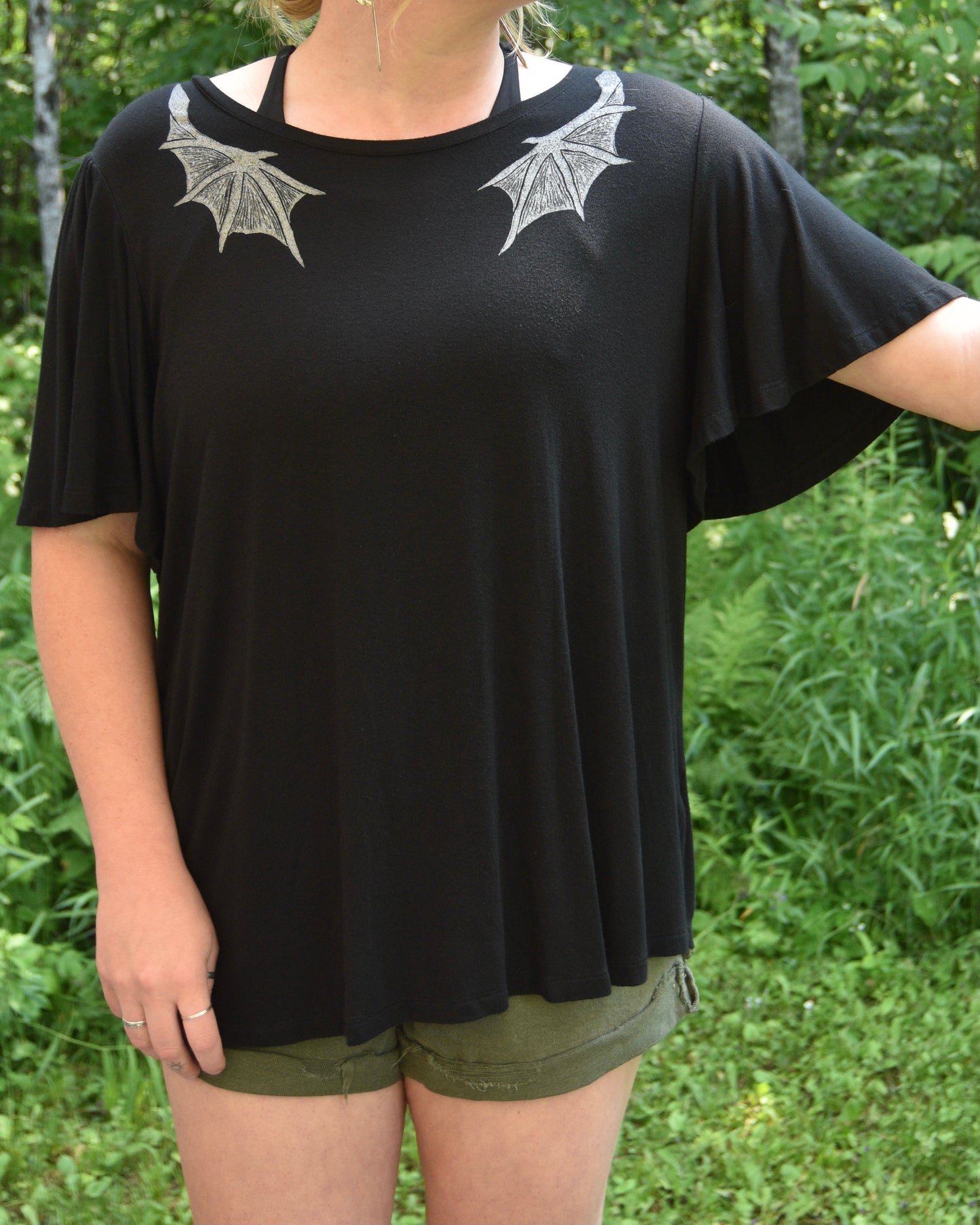 [OOAK] Black Dragon Wing Tee - XL