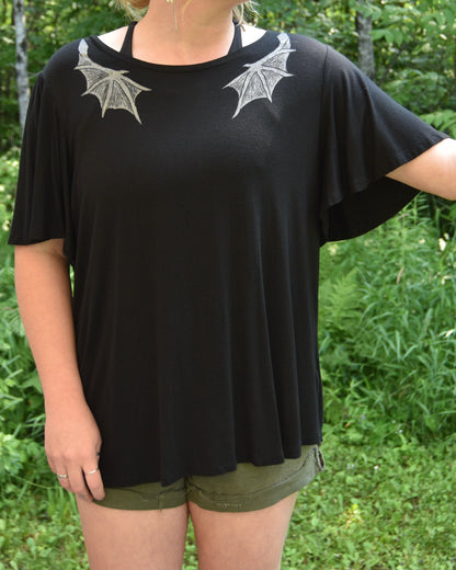 [OOAK] Black Dragon Wing Tee - XL