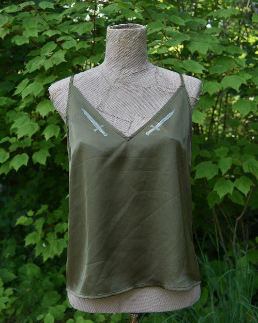 [OOAK] Two of Swords Silky Tank - M